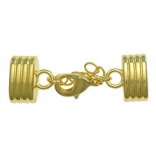 Metal Endkap set 12x6mm with extension chain and lobster clasp Gold